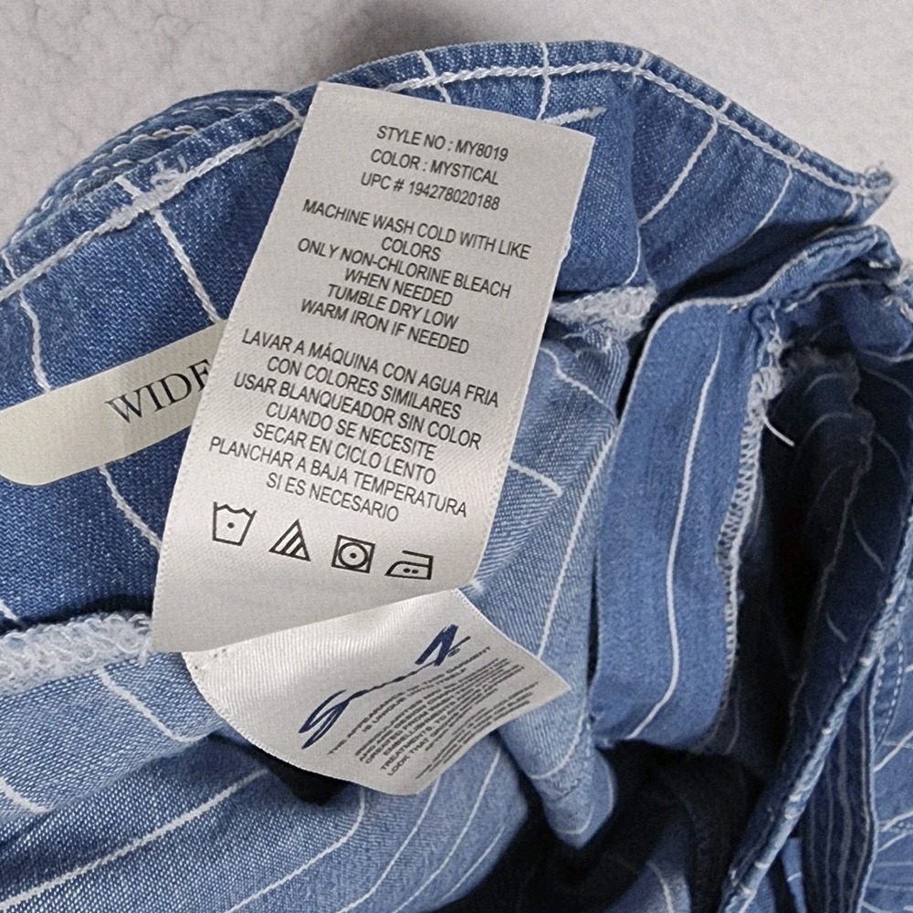 Seven7 Women's Wide Leg Pant Size 12 Belted Blue Striped Pockets Comfort NWT - Picture 15 of 15